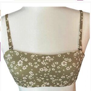 Andie Bikini Top M Olive Ditsy Floral Bora Bora NWT Convertible Straps 7764